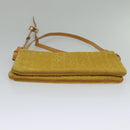 CELINE C Macadam Canvas Shoulder Bag Suede Yellow Gold Auth BA1861-5