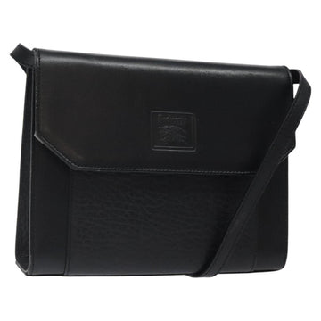 Burberrys Shoulder Bag Leather Black Gold Auth BA1863