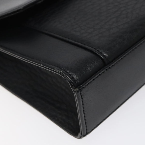 Burberrys Shoulder Bag Leather Black Gold Auth BA1863