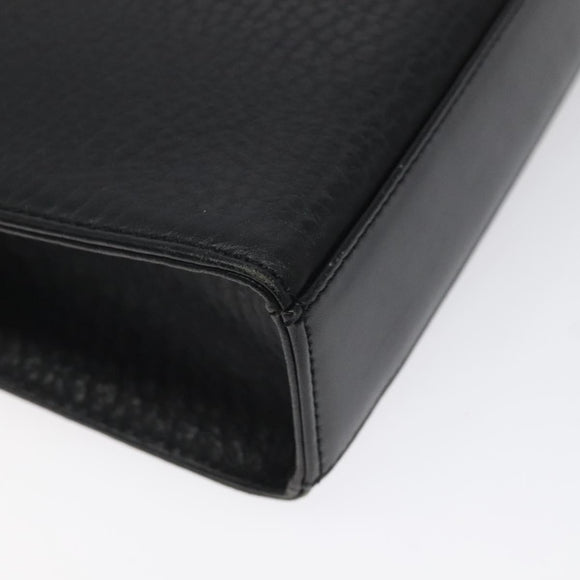 Burberrys Shoulder Bag Leather Black Gold Auth BA1863