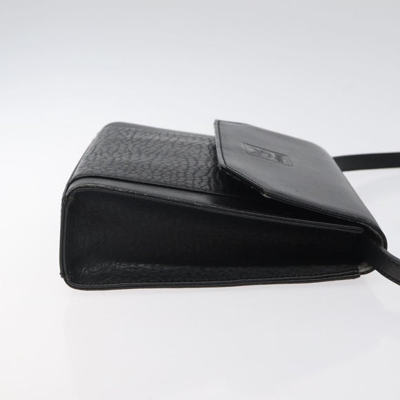 Burberrys Shoulder Bag Leather Black Gold Auth BA1863