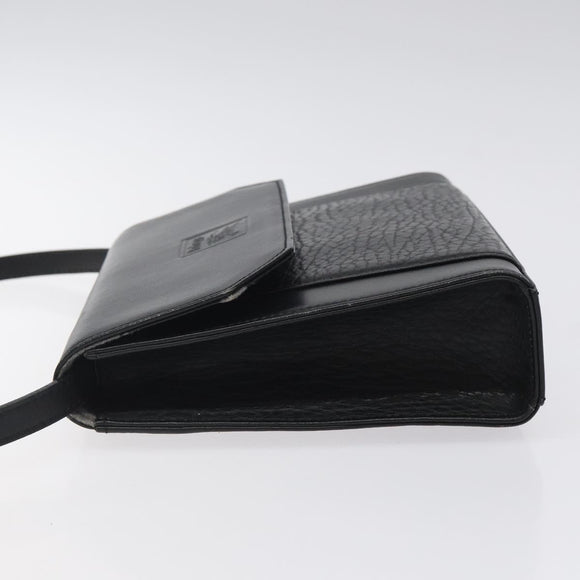 Burberrys Shoulder Bag Leather Black Gold Auth BA1863