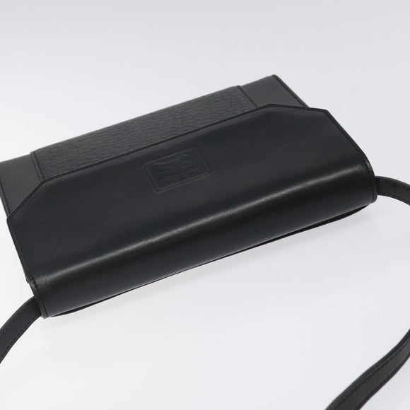 Burberrys Shoulder Bag Leather Black Gold Auth BA1863
