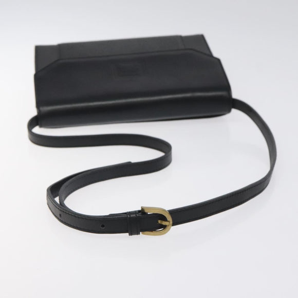Burberrys Shoulder Bag Leather Black Gold Auth BA1863