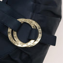 BVLGARI Hand Bag Leather 2way Blue Gold Auth BA1864-19