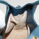 BVLGARI Hand Bag Leather 2way Blue Gold Auth BA1864-21