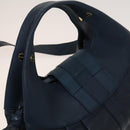 BVLGARI Hand Bag Leather 2way Blue Gold Auth BA1864-6