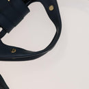 BVLGARI Hand Bag Leather 2way Blue Gold Auth BA1864-8