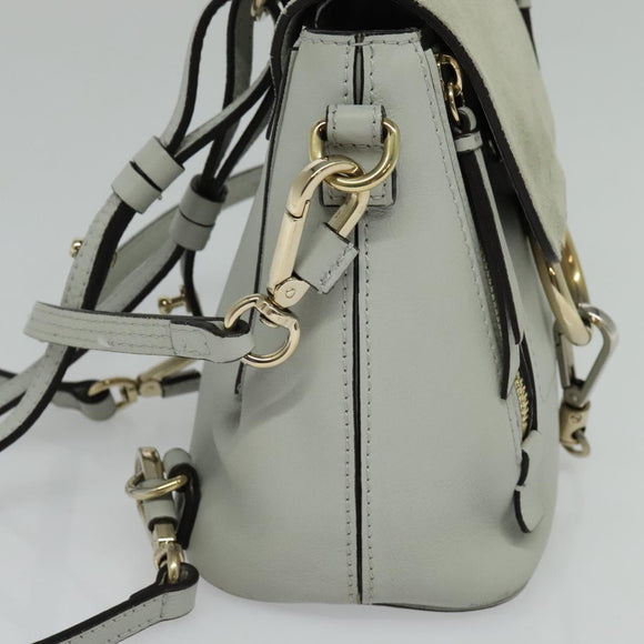 Chloe Fay Hand Bag Leather 2way Light Blue Gold Auth BA1867