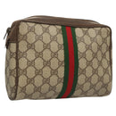 GUCCI GG Supreme Web Sherry Line Clutch Bag PVC Beige Red 75 01 012 Auth BA1881-1