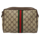 GUCCI GG Supreme Web Sherry Line Clutch Bag PVC Beige Red 75 01 012 Auth BA1881-13