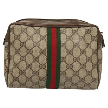 GUCCI GG Supreme Web Sherry Line Clutch Bag PVC Beige Red 75 01 012 Auth BA1881 - 0