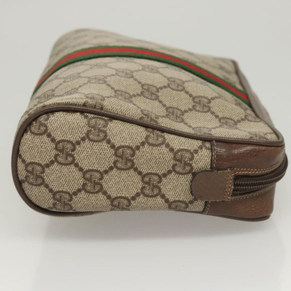 GUCCI GG Supreme Web Sherry Line Clutch Bag PVC Beige Red 75 01 012 Auth BA1881