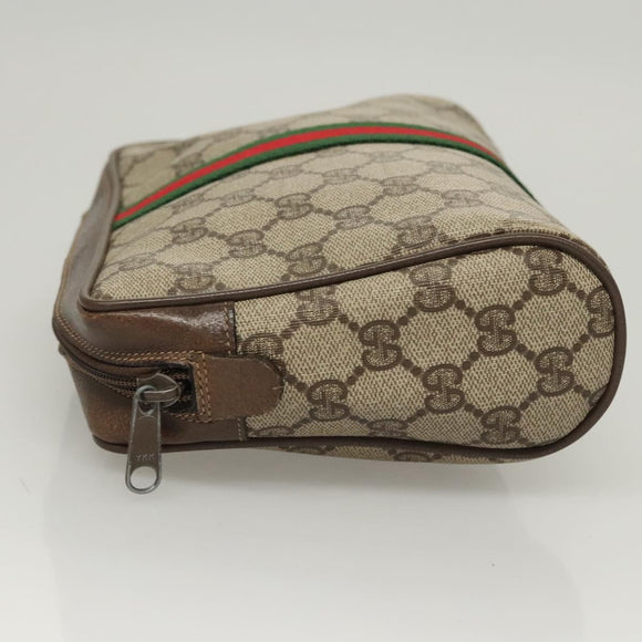 GUCCI GG Supreme Web Sherry Line Clutch Bag PVC Beige Red 75 01 012 Auth BA1881