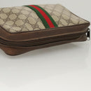GUCCI GG Supreme Web Sherry Line Clutch Bag PVC Beige Red 75 01 012 Auth BA1881-5