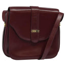 BALLY Shoulder Bag Leather Bordeaux Gold Auth BA1889-1