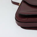 BALLY Shoulder Bag Leather Bordeaux Gold Auth BA1889-9