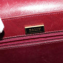 BALLY Shoulder Bag Leather Bordeaux Gold Auth BA1889-18