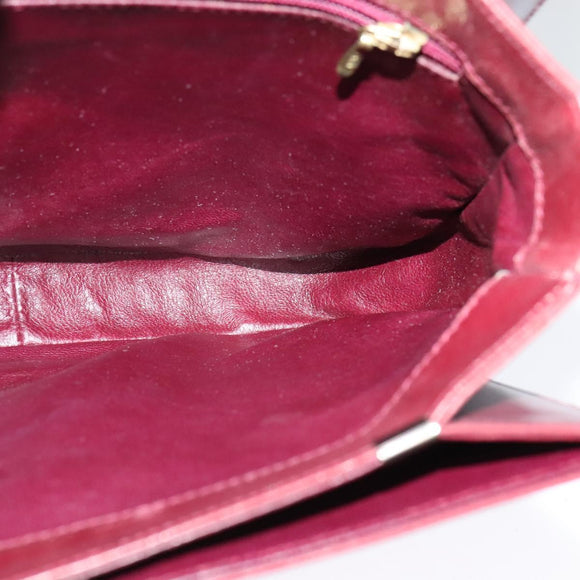 BALLY Shoulder Bag Leather Bordeaux Gold Auth BA1889