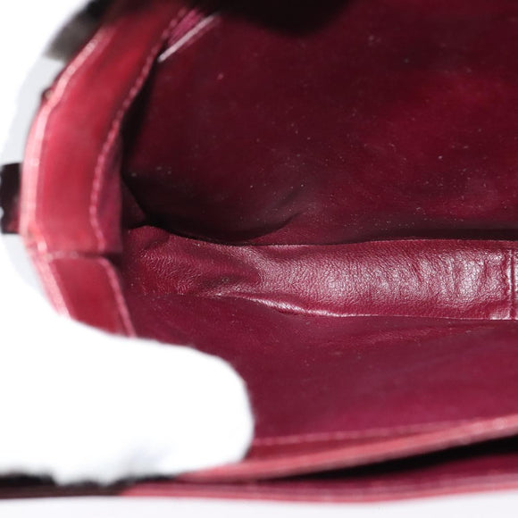 BALLY Shoulder Bag Leather Bordeaux Gold Auth BA1889