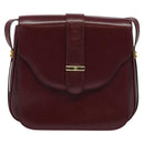 BALLY Shoulder Bag Leather Bordeaux Gold Auth BA1889-13