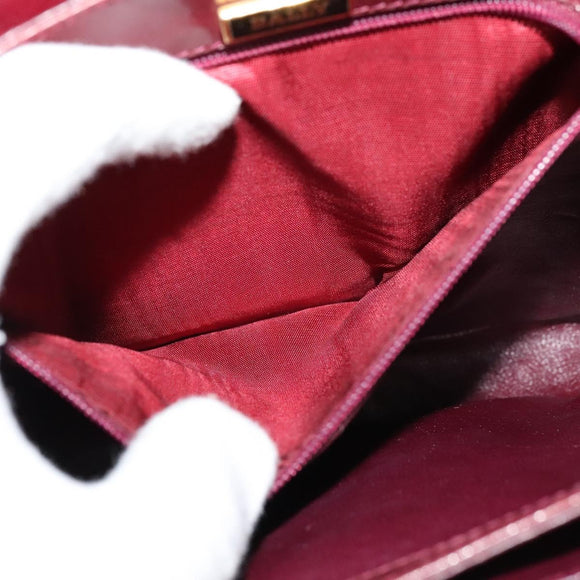 BALLY Shoulder Bag Leather Bordeaux Gold Auth BA1889