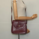 BALLY Shoulder Bag Leather Bordeaux Gold Auth BA1889-22