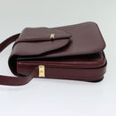 BALLY Shoulder Bag Leather Bordeaux Gold Auth BA1889-3