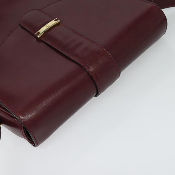BALLY Shoulder Bag Leather Bordeaux Gold Auth BA1889