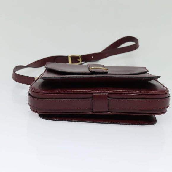 BALLY Shoulder Bag Leather Bordeaux Gold Auth BA1889