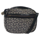 CELINE C Sulky Shoulder Bag Canvas Navy Gold Auth BA1890-1