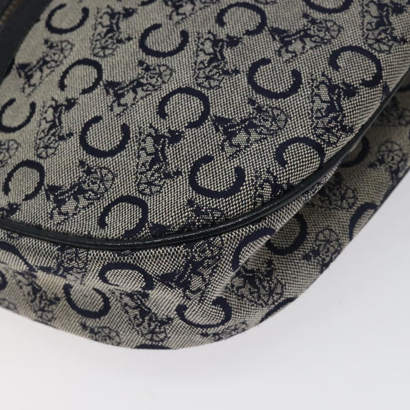 CELINE C Sulky Shoulder Bag Canvas Navy Gold Auth BA1890