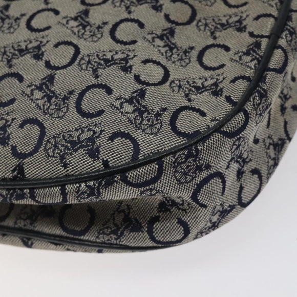 CELINE C Sulky Shoulder Bag Canvas Navy Gold Auth BA1890