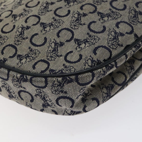 CELINE C Sulky Shoulder Bag Canvas Navy Gold Auth BA1890