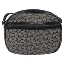 CELINE C Sulky Shoulder Bag Canvas Navy Gold Auth BA1890-13