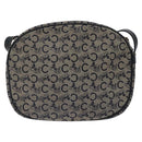 CELINE C Sulky Shoulder Bag Canvas Navy Gold Auth BA1890-2