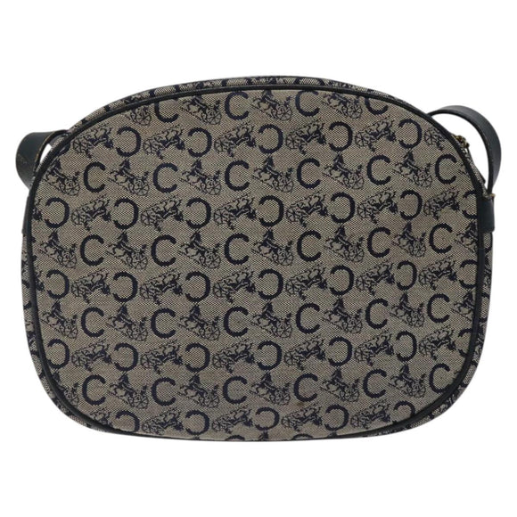 CELINE C Sulky Shoulder Bag Canvas Navy Gold Auth BA1890