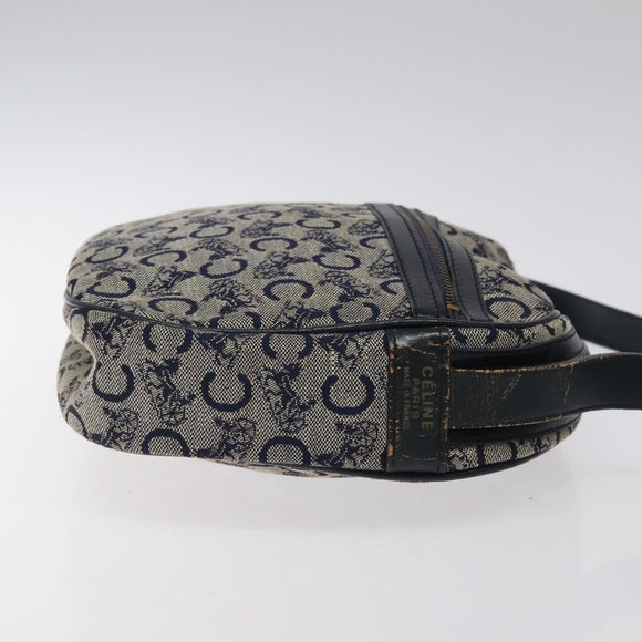 CELINE C Sulky Shoulder Bag Canvas Navy Gold Auth BA1890