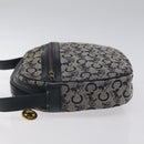 CELINE C Sulky Shoulder Bag Canvas Navy Gold Auth BA1890-4