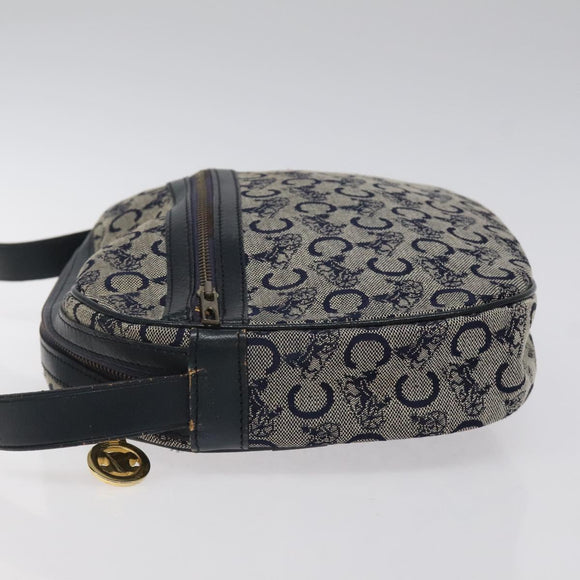 CELINE C Sulky Shoulder Bag Canvas Navy Gold Auth BA1890