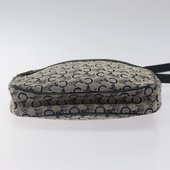 CELINE C Sulky Shoulder Bag Canvas Navy Gold Auth BA1890
