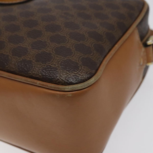 CELINE Macadam Canvas Shoulder Bag PVC Leather Brown Gold Auth BA1891