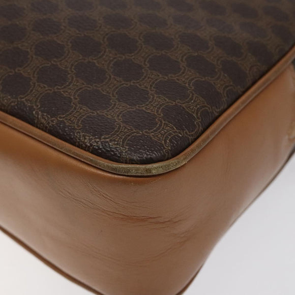 CELINE Macadam Canvas Shoulder Bag PVC Leather Brown Gold Auth BA1891