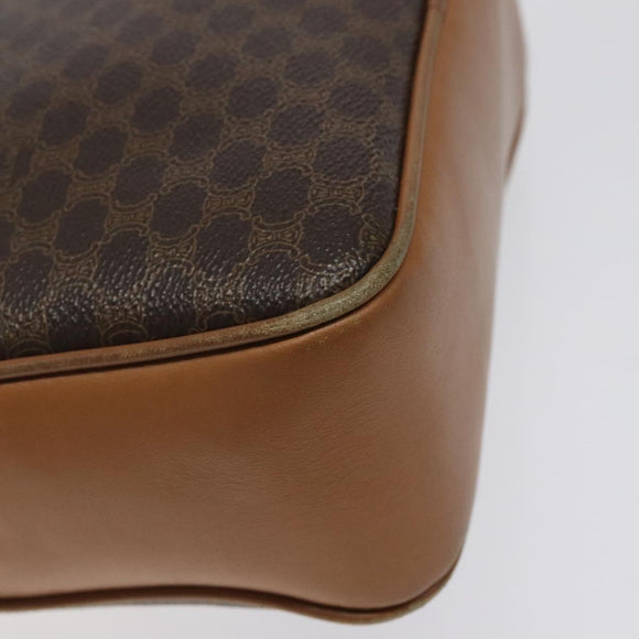 CELINE Macadam Canvas Shoulder Bag PVC Leather Brown Gold Auth BA1891