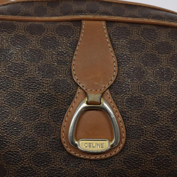 CELINE Macadam Canvas Shoulder Bag PVC Leather Brown Gold Auth BA1891