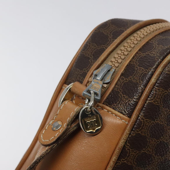 CELINE Macadam Canvas Shoulder Bag PVC Leather Brown Gold Auth BA1891