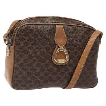 CELINE Macadam Canvas Shoulder Bag PVC Leather Brown Gold Auth BA1891