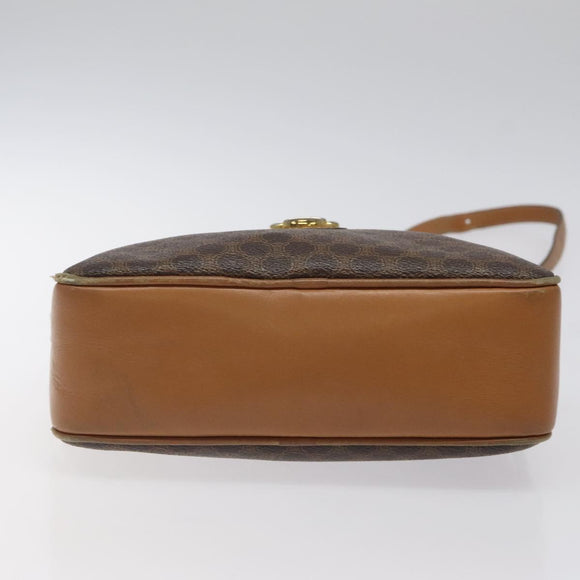 CELINE Macadam Canvas Shoulder Bag PVC Leather Brown Gold Auth BA1891