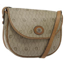 Christian Dior Honeycomb Canvas Shoulder Bag PVC Beige Gold Auth BA1892-1