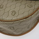 Christian Dior Honeycomb Canvas Shoulder Bag PVC Beige Gold Auth BA1892-10